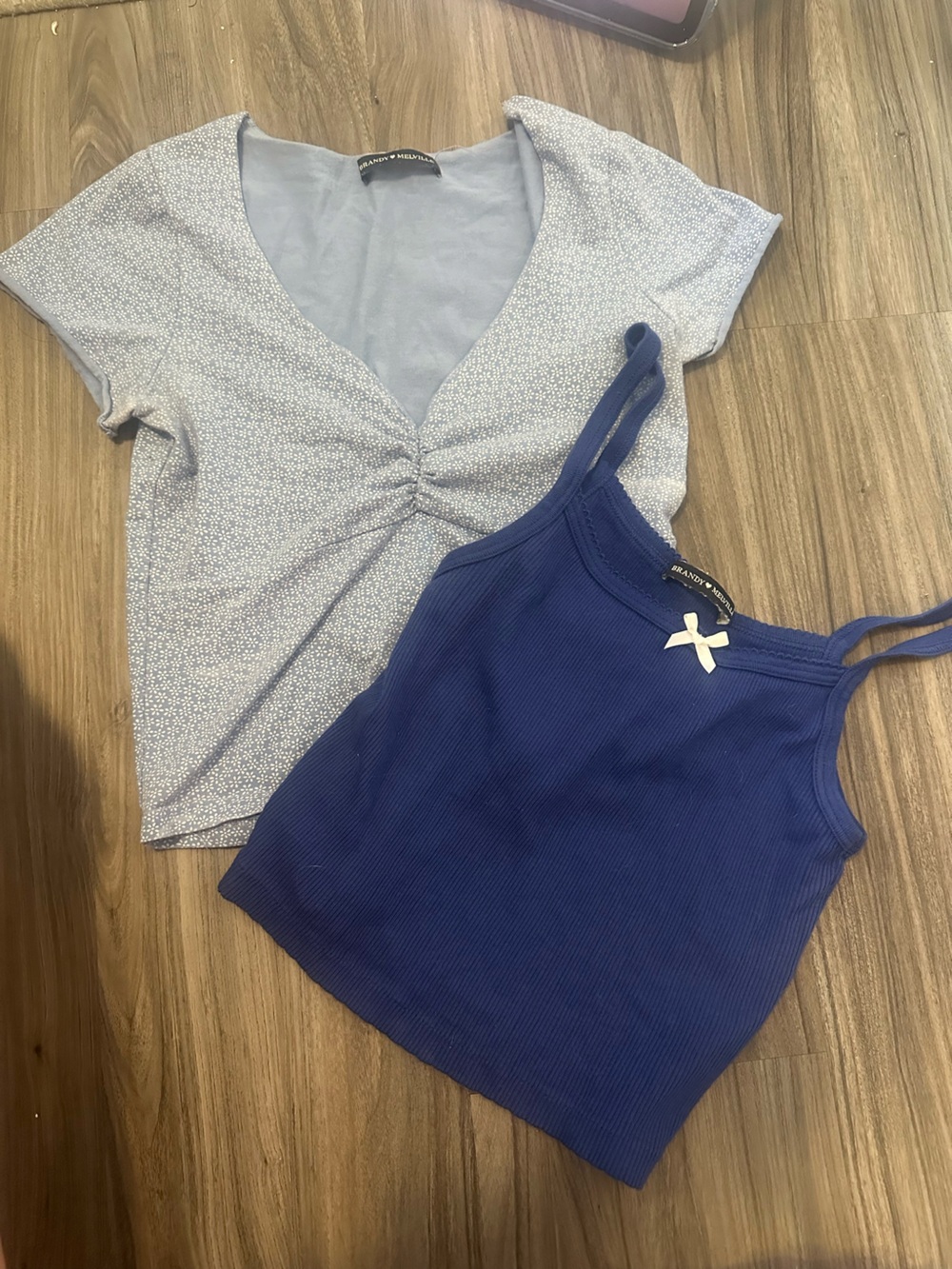 Blue Ribbed Tank Top with Bow - Women Tops